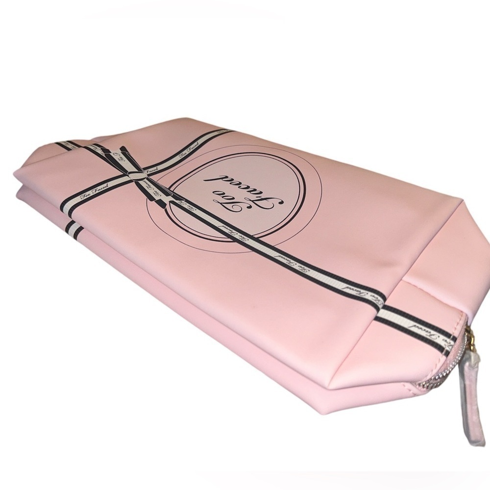 Too Faced Cosmetic Zippered Bag Pink w/ bow - Picture 2 of 6